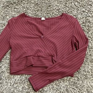 SHEIN cropped long sleeve rib knit